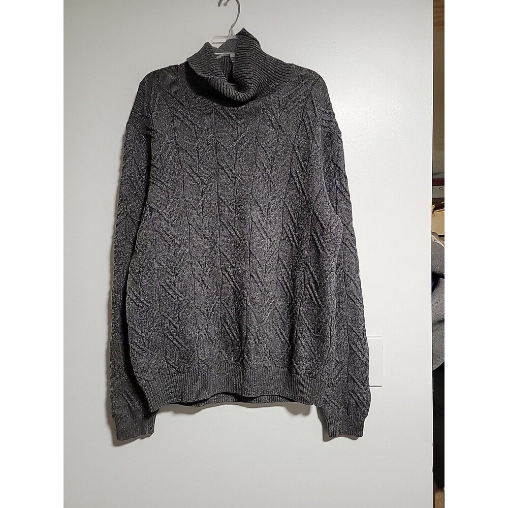 Jos A Bank Cotton Wool Blend  Sweater XLARGE Pullover Gray Chunky Knit Fishermen